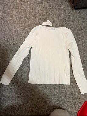 Banana Republic Cream Ribbed Long-Sleeve Top